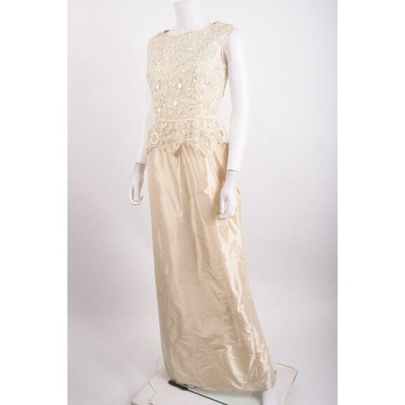 Teri Jon Rickie Freeman Womens Evening Gown Dress Size 6 Sequin Champagne NWT - Picture 4 of 6